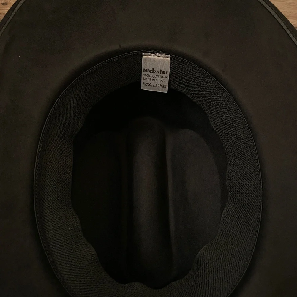 Nickoler Suede Western Cowgirl Hat for Women Black with Turquoise Accent Size L